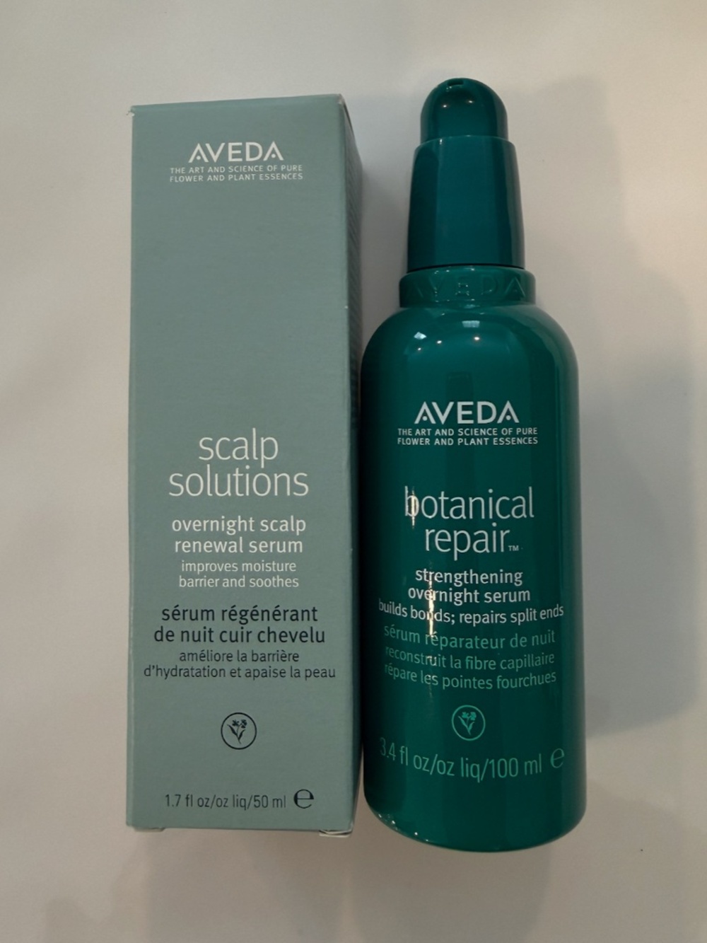 NWT AVEDA lot of 2 Full Size Strengthening and Scalp Solutions Overnight Serums